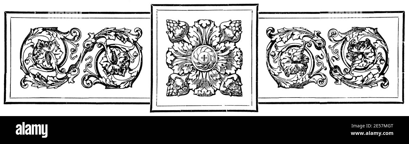 Ornamento astratto, separatore di capitolo in un libro. Illustrazione del 19 ° secolo. Sfondo bianco. Foto Stock