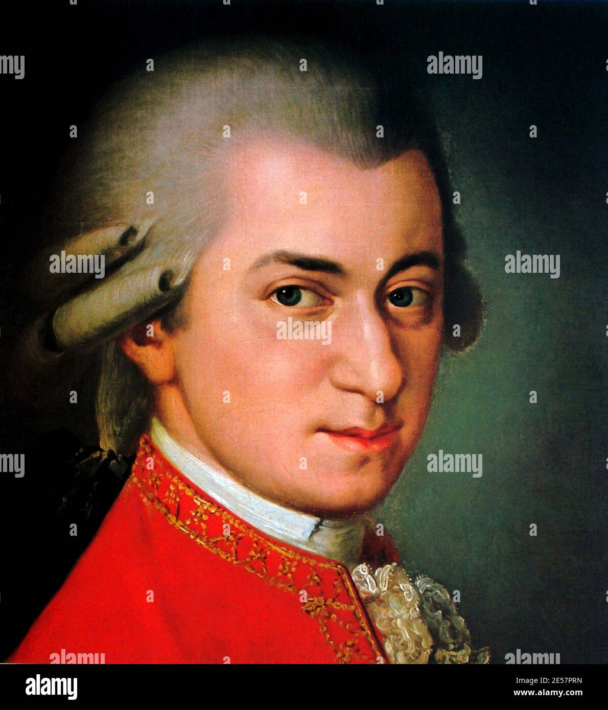 Il compositore WOLFANG AMADEUS MOZART ( 1756 - 1791 ) , ritratto di Barbara Kraft , Wien , Società Musica amici - MUSICA CLASSICA - CLASSICA - COMPOSITORE - wig - parruca - collare - colletto - ritratto ---- Archivio GBB Foto Stock