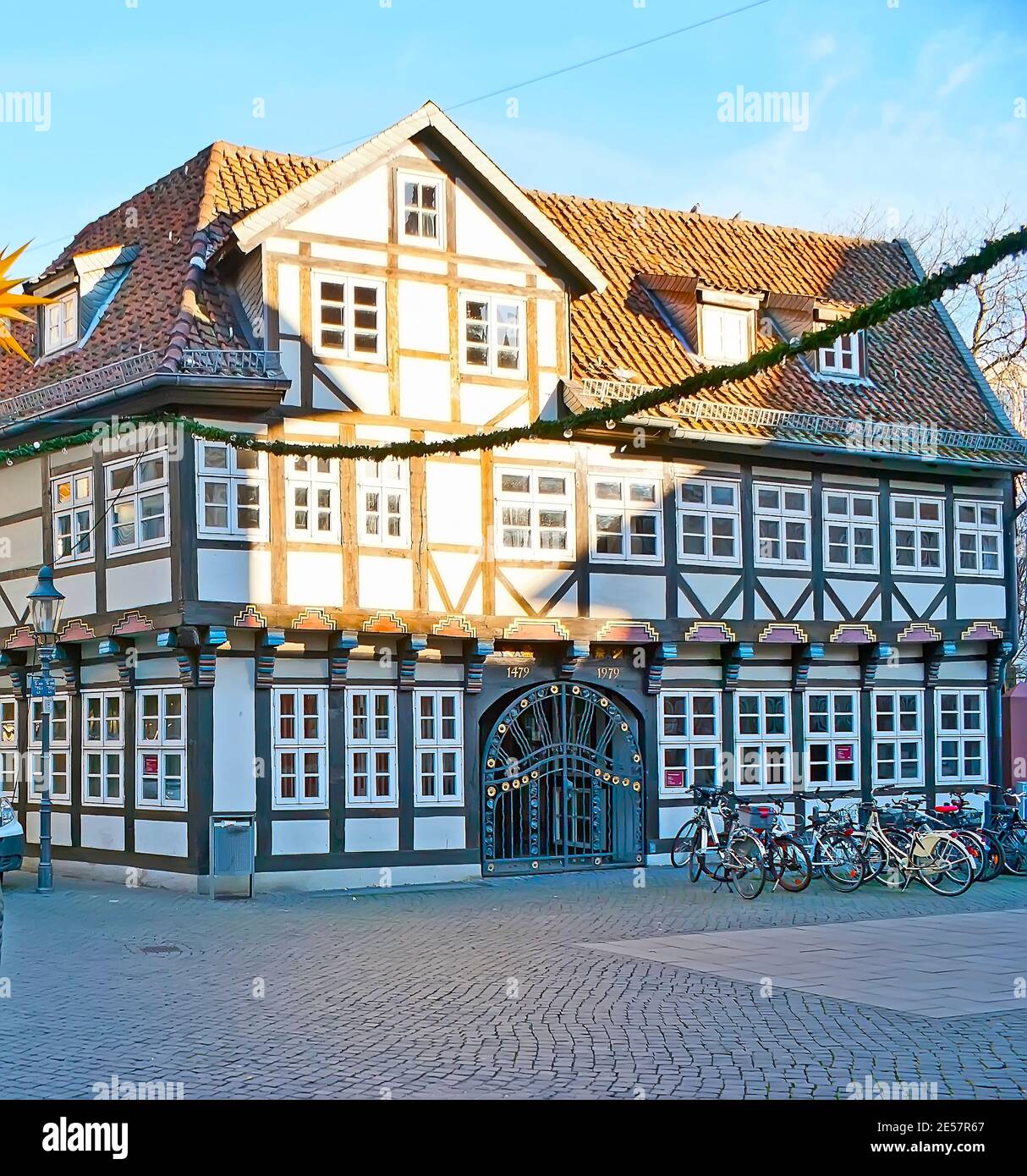 Esplora le storiche case medievali a graticcio, situate a Kleine Burg di Innenstadt, Braunschweig, Germania Foto Stock