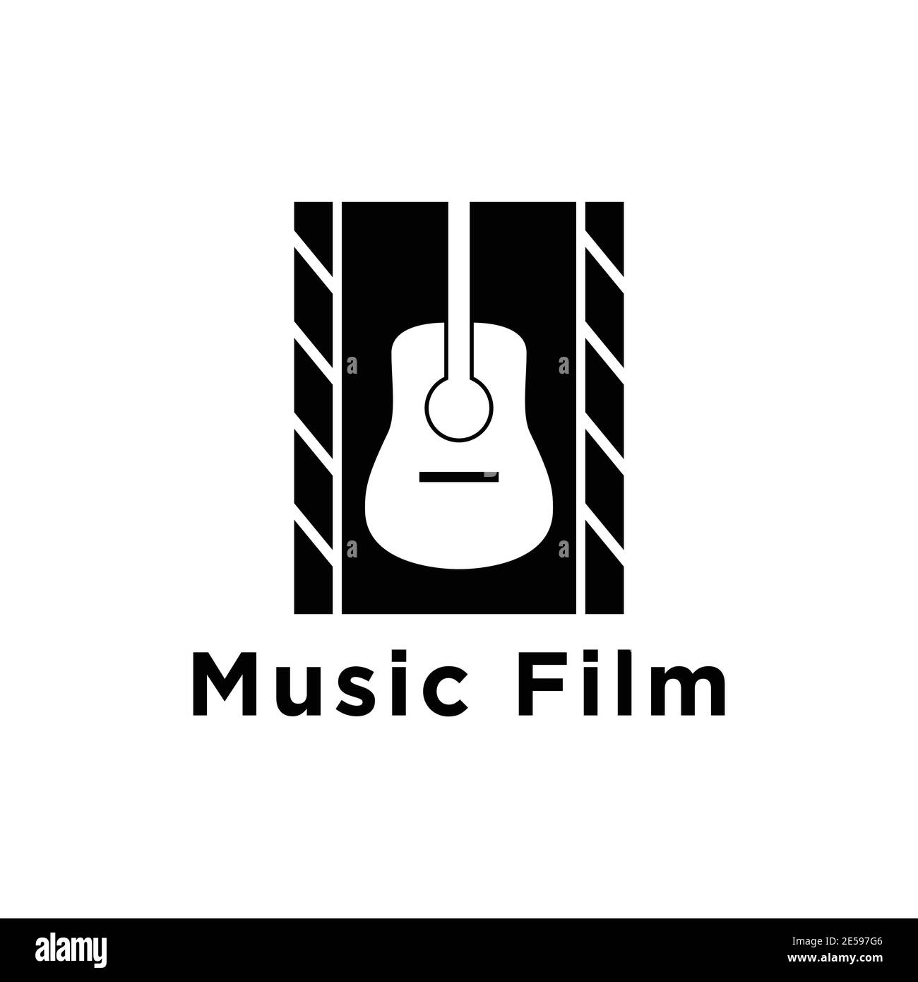 Music Guitar film logo vettore di design Illustrazione Vettoriale