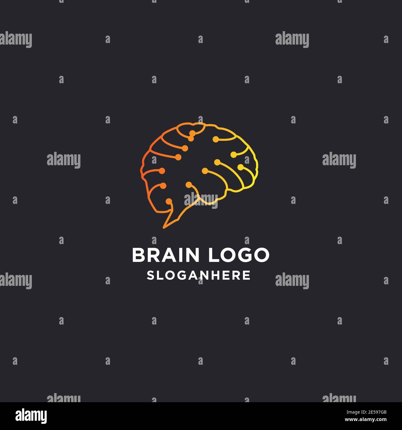 logo brain vector.brain design del logo della connessione. modello del logo del cervello digitale Illustrazione Vettoriale