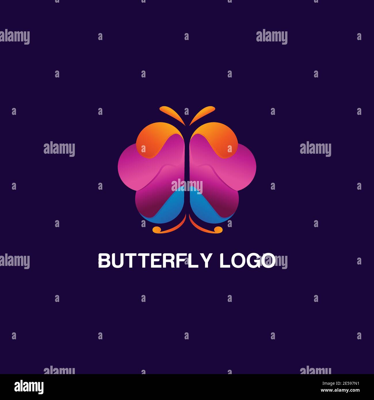 Vettore di disegno colorato del logo Butterfly Illustrazione Vettoriale
