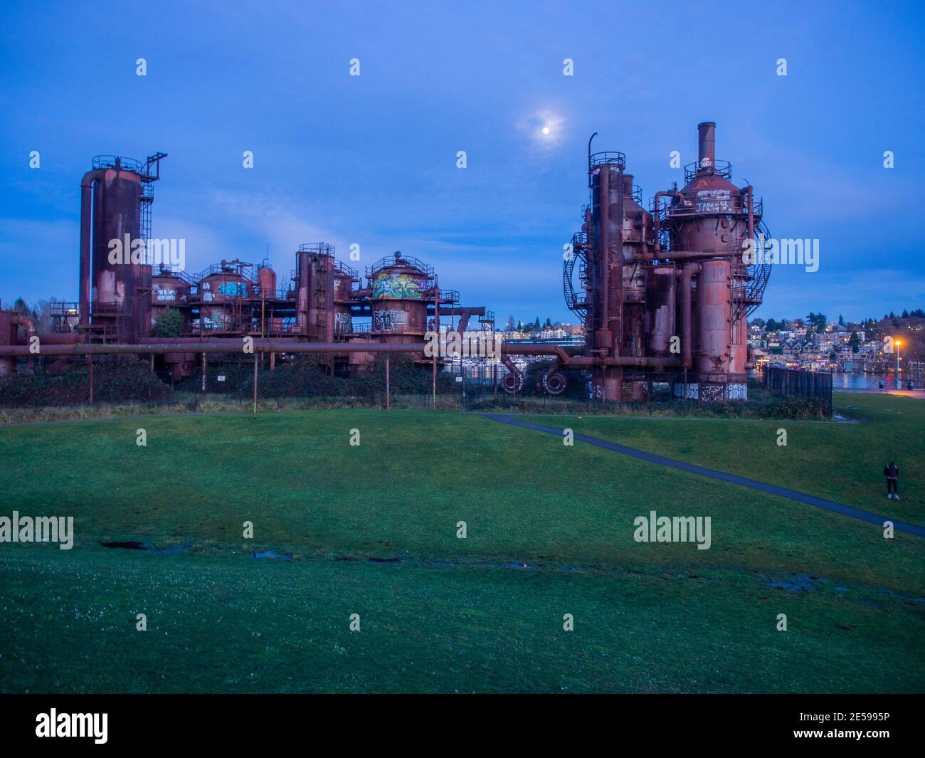 Il gas Works Park è un parco situato a Seattle, Washington, Stati Uniti. Si tratta di un parco pubblico di 19.1 acri (77,000 m2) sul sito dell'ex Seattle GA Foto Stock