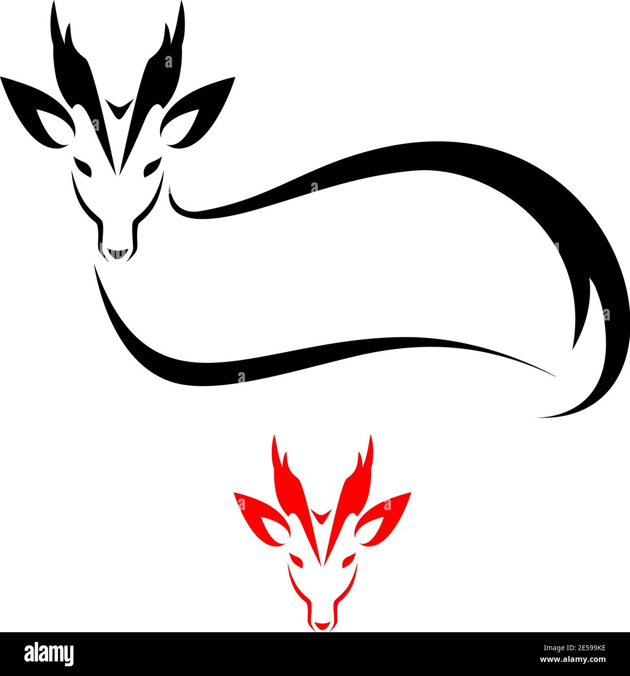 Silhouette il Deer di Barking di FEA su sfondo bianco, illustrazione vettoriale a livelli facilmente modificabile. Animali selvatici. Illustrazione Vettoriale