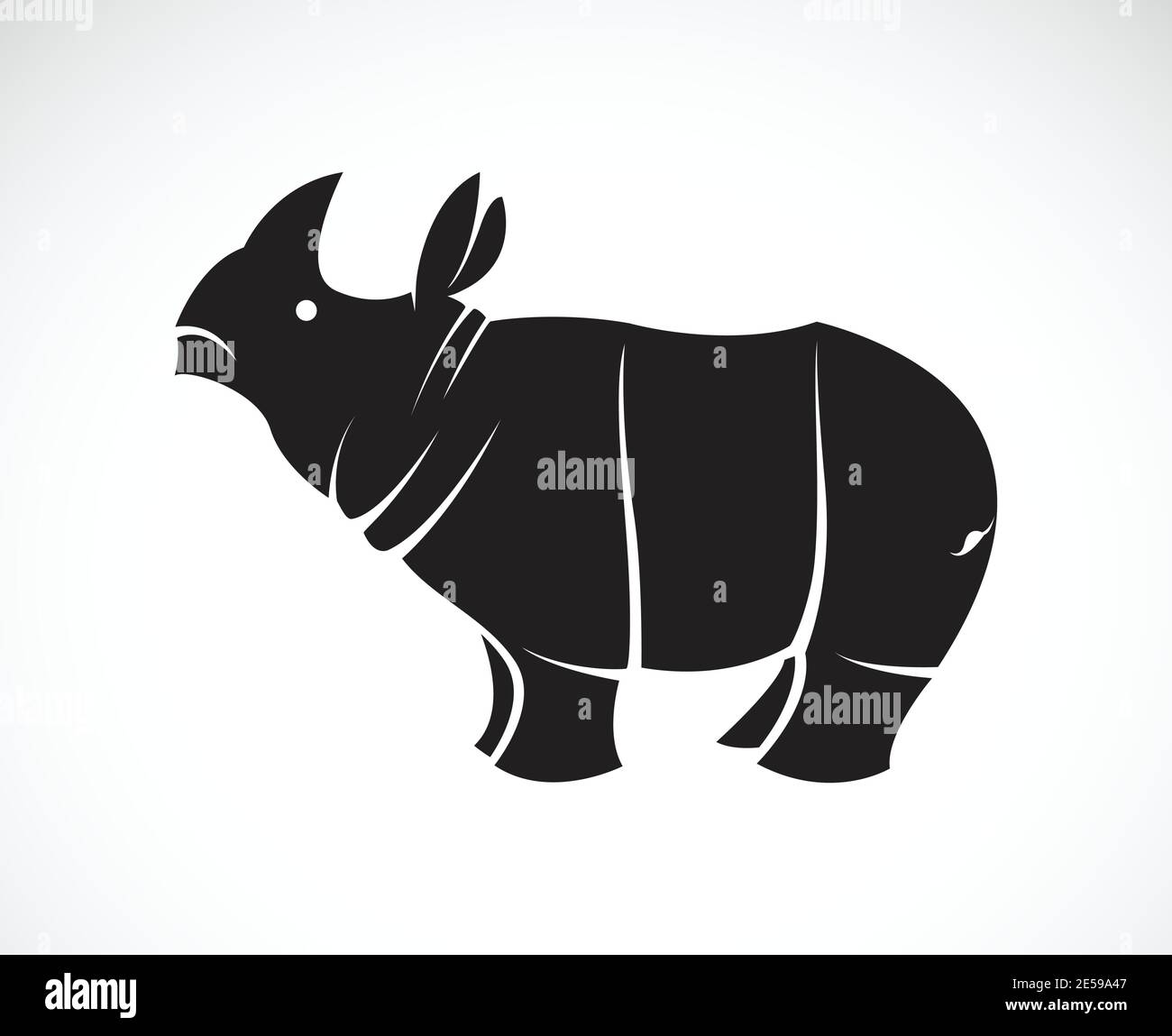Vettore di rinoceronti su sfondo bianco. Animali selvatici. Illustrazione vettoriale a livelli facilmente modificabile. Illustrazione Vettoriale