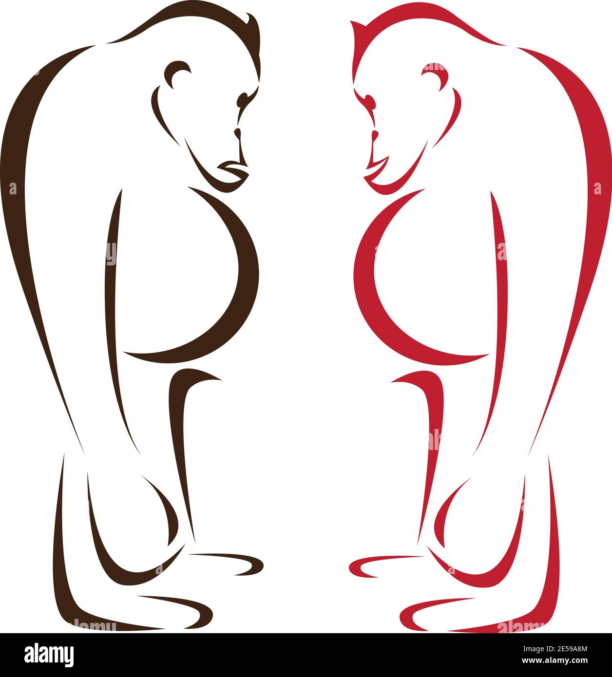 Immagine vettoriale di un orangutano su sfondo bianco Illustrazione Vettoriale