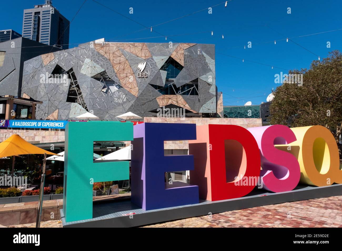 Federation Square a Melbourne, Victoria, Australia Foto Stock