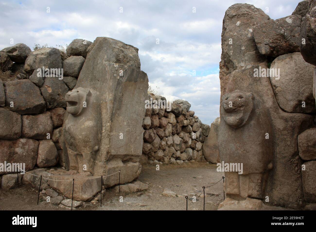 Porta del Leone di Hattusa, Turchia Foto Stock