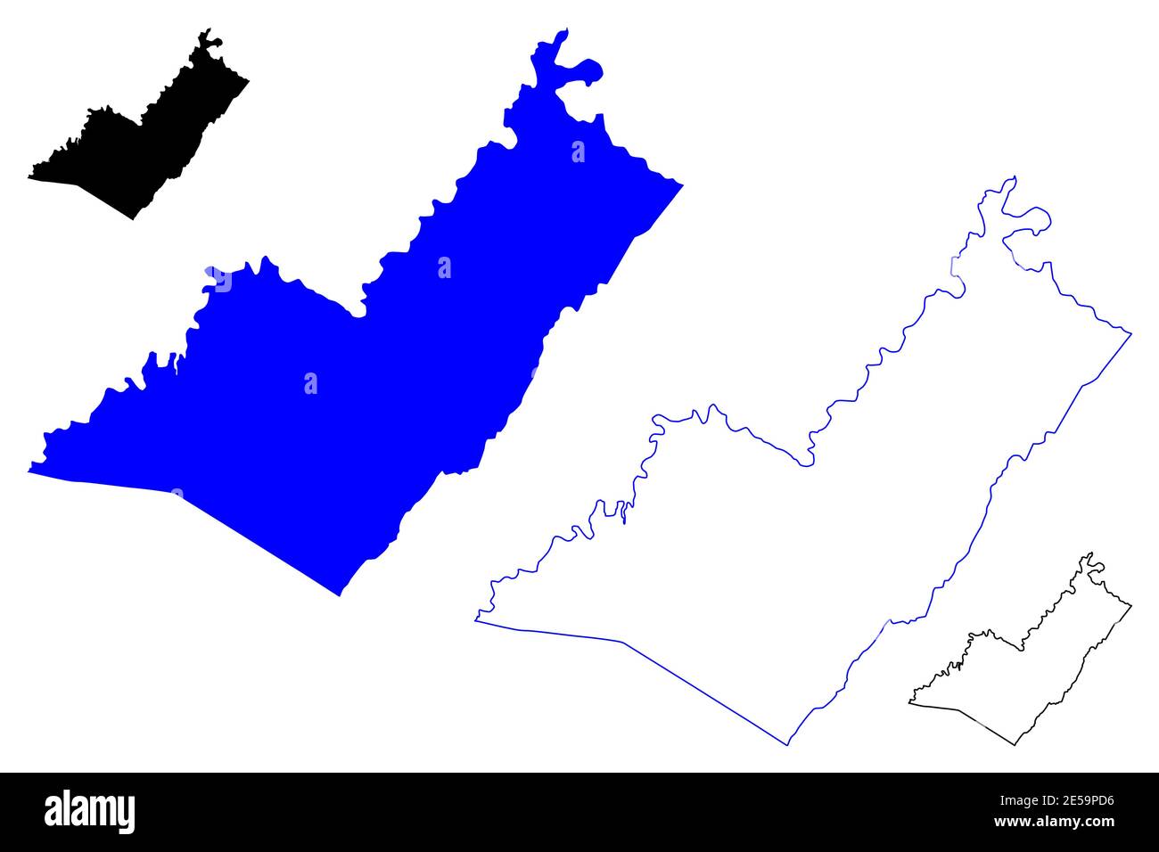Mineral County, state of West Virginia (Stati Uniti, Stati Uniti d'America, Stati Uniti, Stati Uniti, Stati Uniti) mappa vettoriale, scrimble schizzo mappa minerale Illustrazione Vettoriale