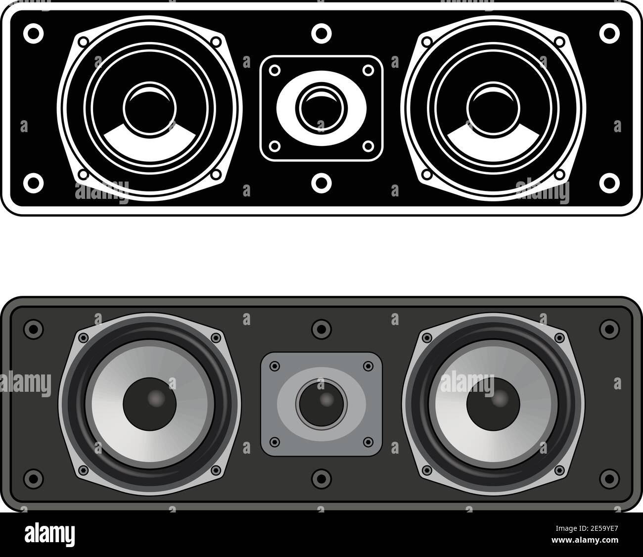 Altoparlante canale centrale. Audio surround. Illustrazione vettoriale Illustrazione Vettoriale