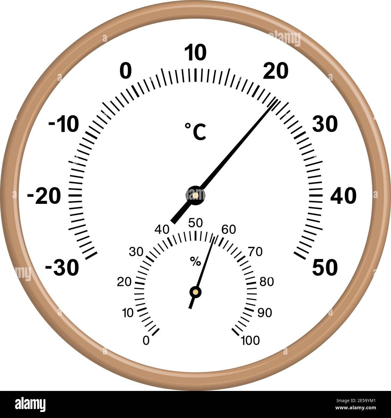 Igrometro con termometro a quadrante. Strumenti di misurazione. Illustrazione vettoriale Illustrazione Vettoriale