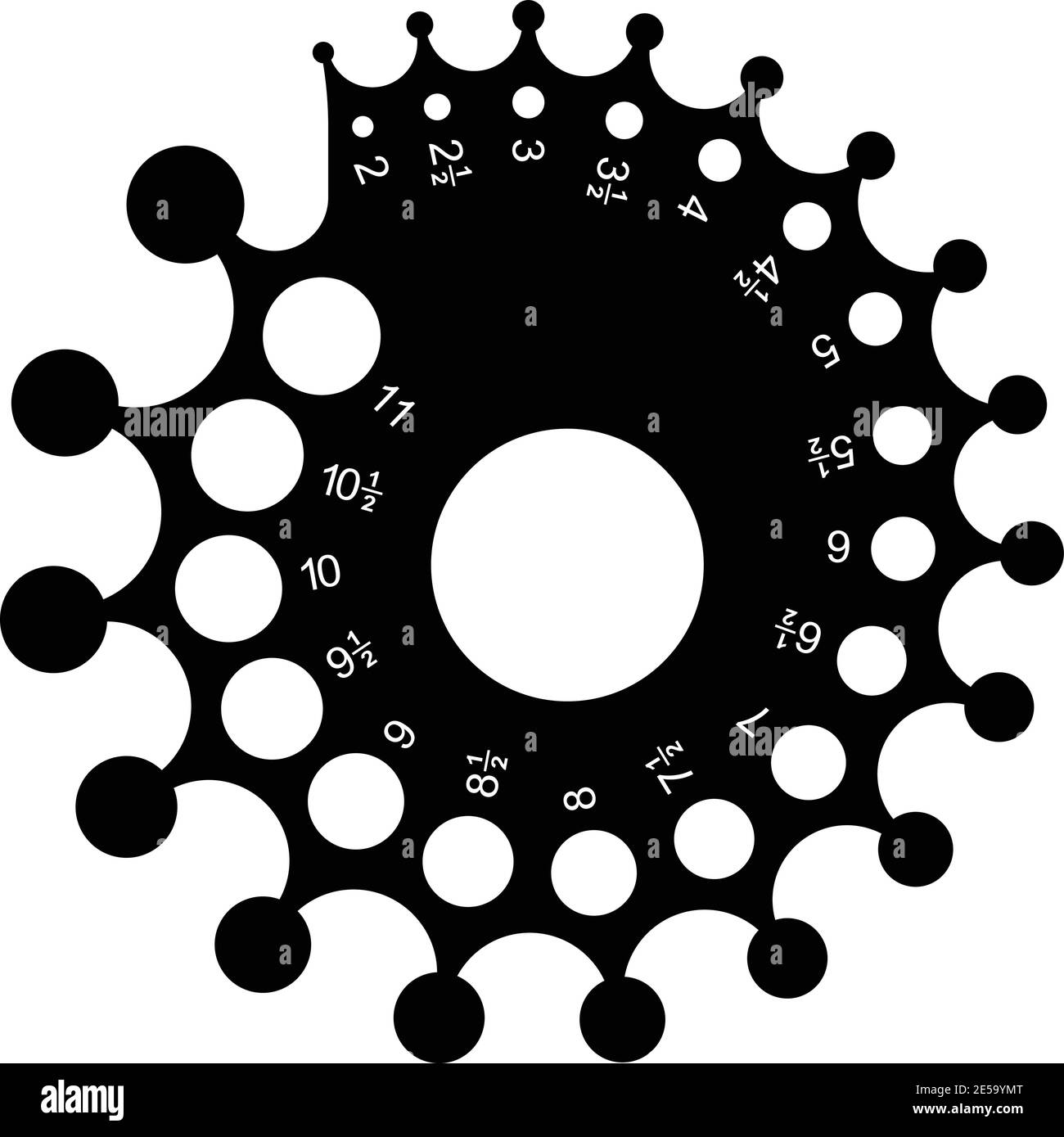 Calibro per fori di misurazione e rotondo. Icone di silhouette Illustrazione Vettoriale