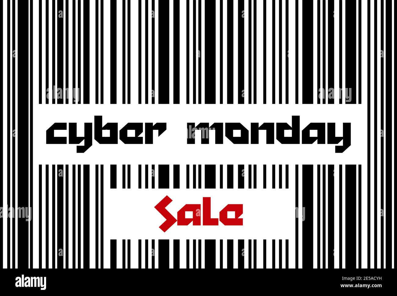 Offerta Cyber Monday. Poster di vendita con codice a barre Illustrazione Vettoriale