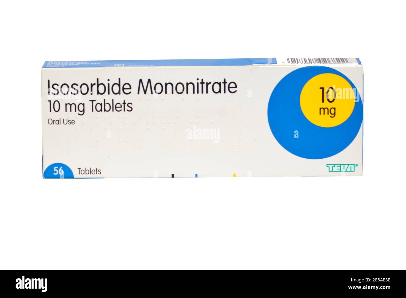 Confezione Confezione scatola di compresse di Isosorbide Mononitrate 10 mg Foto Stock