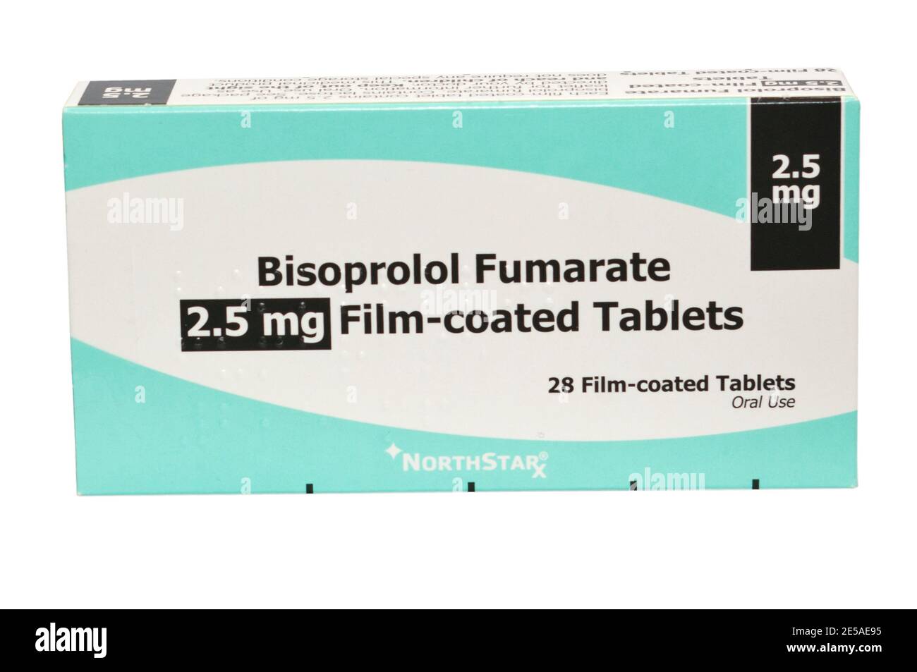 Confezione Confezione scatola di bisoprolol fumarato 2.5mg compresse Foto Stock