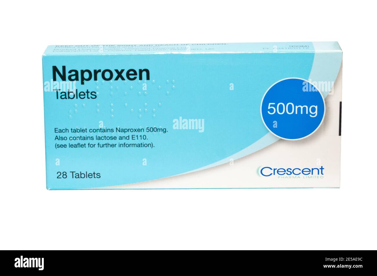Confezione Confezione scatola di compresse di Naproxen 500 mg Foto Stock