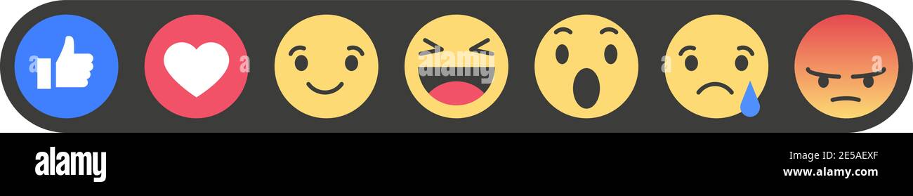 Insieme di emoticon con come e cuore. Icone vettoriali emoji. Vettore EPS10. Eps10 Illustrazione Vettoriale