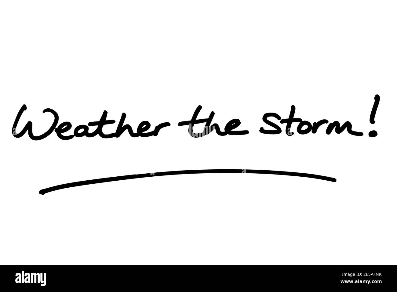Tempo la tempesta! scritto a mano su sfondo bianco. Foto Stock