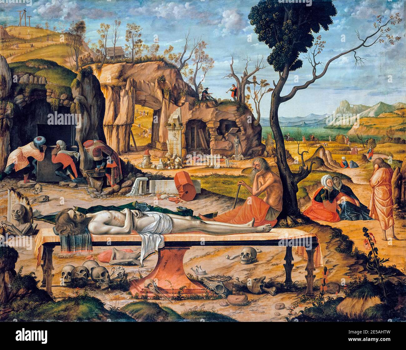 Vittore Carpaccio, preparazione della Tomba di Cristo, pittura, circa 1505 Foto Stock