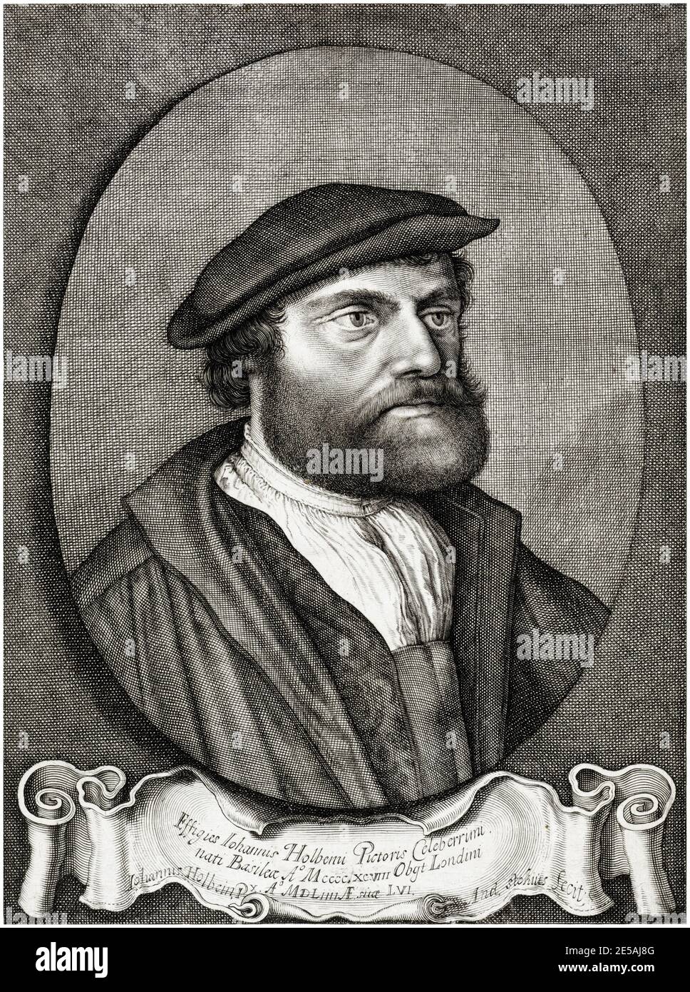 Hans Holbein the Younger (c.1497/98-1543), pittore tedesco, incisione ritratto dell'artista di Andries Jacobsz. Stock, 1614-1648 Foto Stock