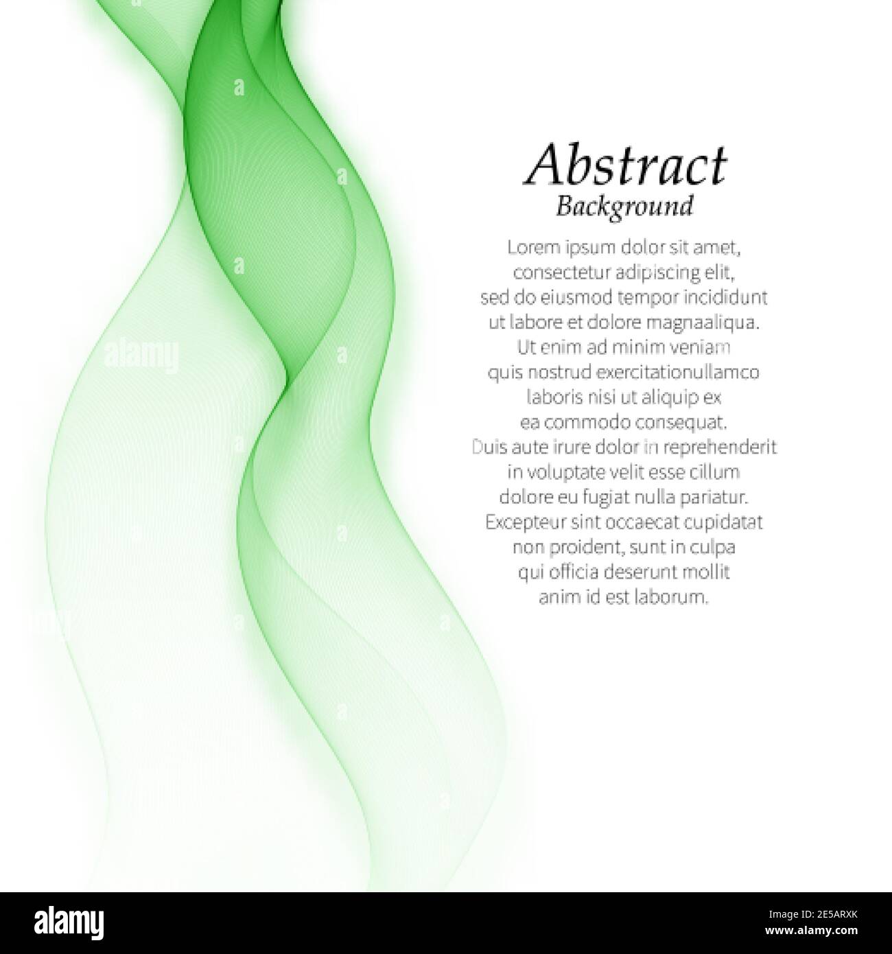 Flusso di forme d'onda vettoriali colorate trasparenti su sfondo bianco. Sfondo astratto vettoriale. Onda di colore verde. eps 10 Illustrazione Vettoriale