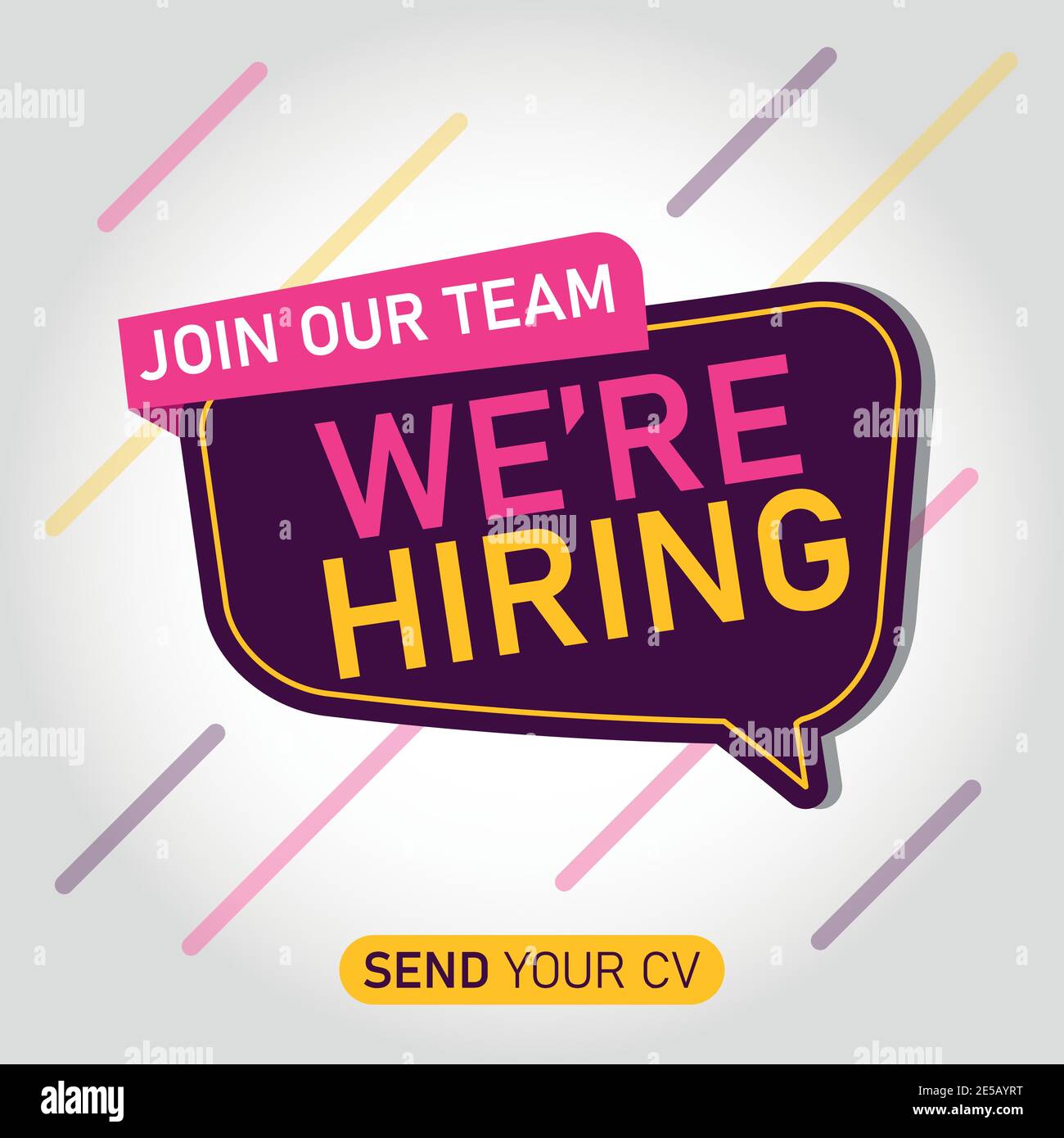 Altoparlante con testo "stiamo assumendo" sul badge Quick Tips. Concetto di business per nuove idee creatività e soluzioni innovative. Il file ha un percorso di ritaglio. Illustrazione Vettoriale