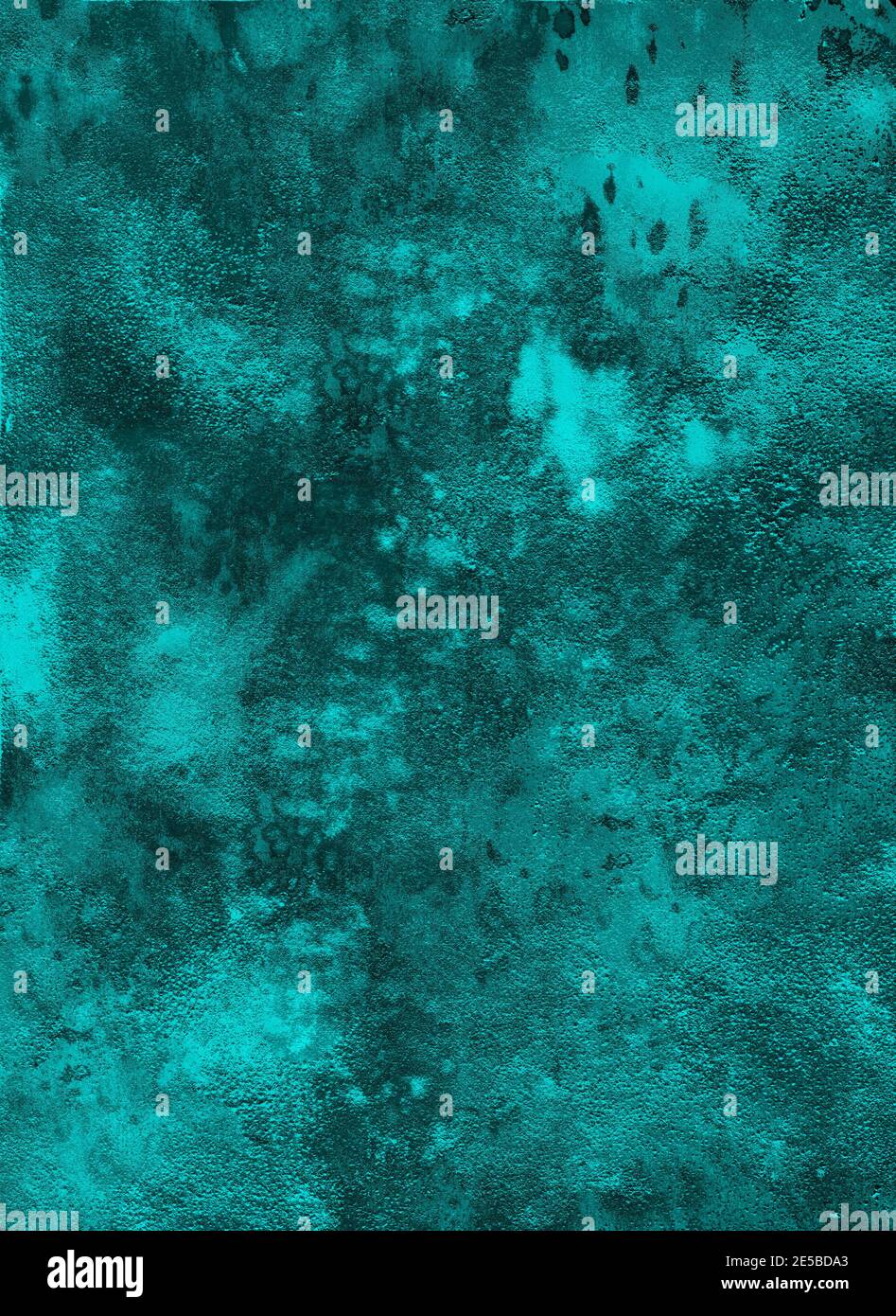 Sfondo, consistenza acquerello colore smeraldo, sfondo con macchie acquerello e effetto granulazione Foto Stock