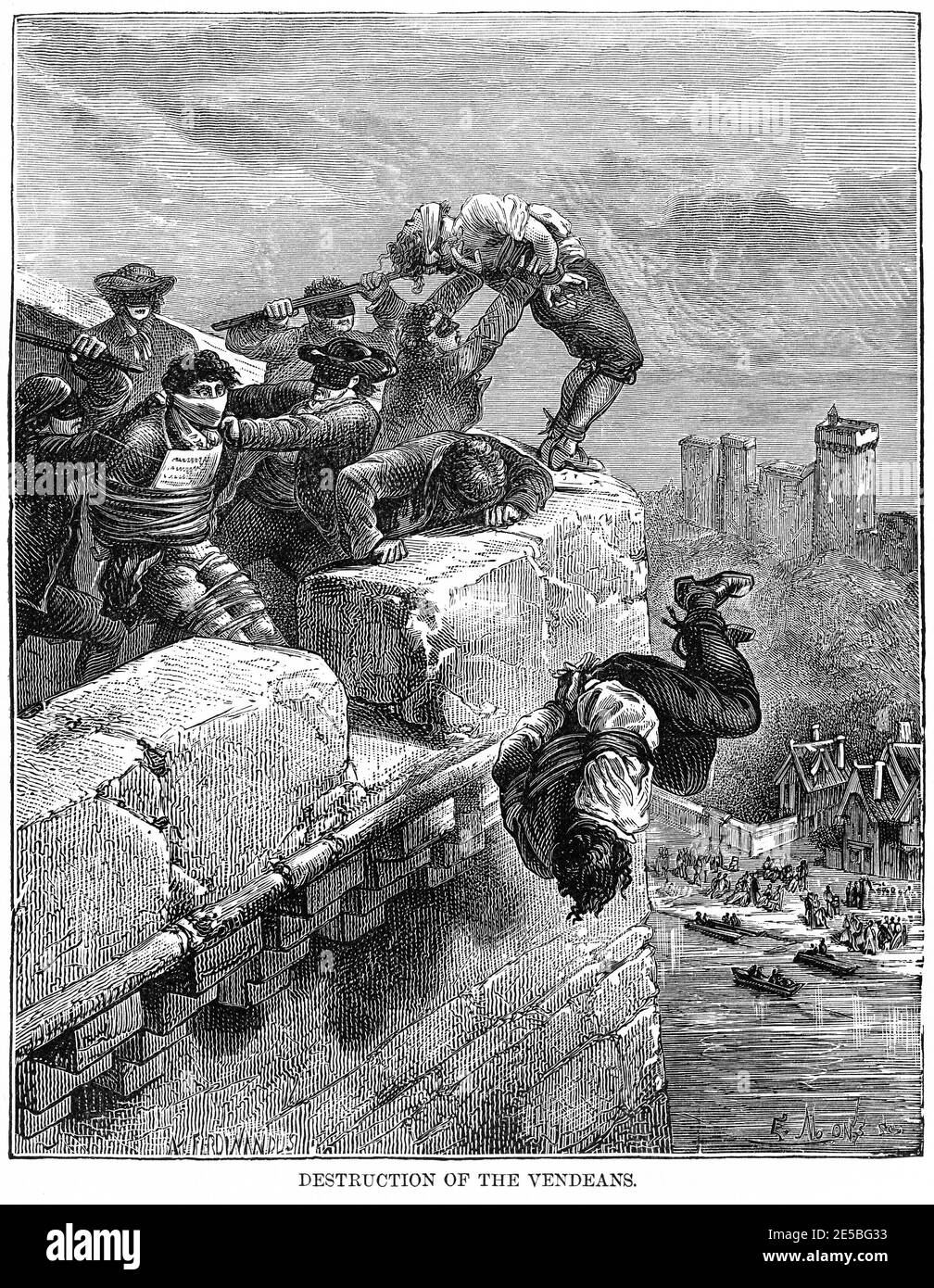 Distruzione dei Vendeani, Illustrazione, Storia del mondo di Ridpath, Volume III, di John Clark Ridpath, LL. D., Merrill & Baker Publishers, New York, 1897 Foto Stock