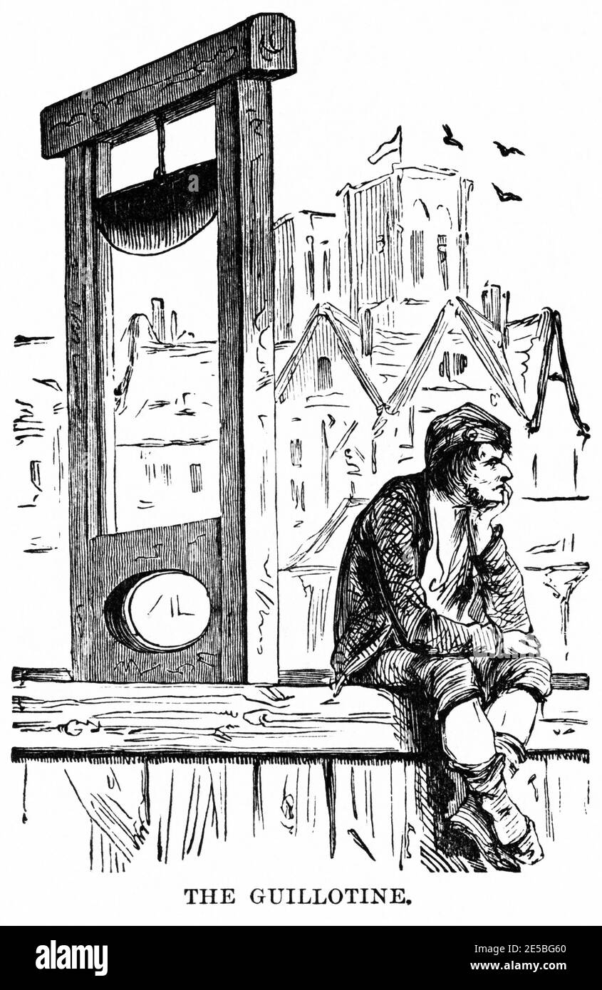 La ghigliottina, Illustrazione, Storia del mondo di Ridpath, Volume III, di John Clark Ridpath, LL. D., Merrill & Baker Publishers, New York, 1897 Foto Stock