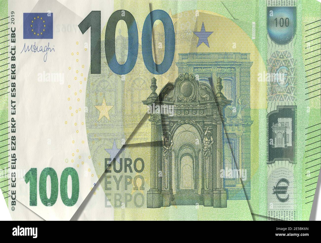 Fan della carta moneta, banconote da 100 euro. Gut out foto Europa, Germania, valuta dell'Unione europea, ritaglio, simbolo dell'euro Foto Stock