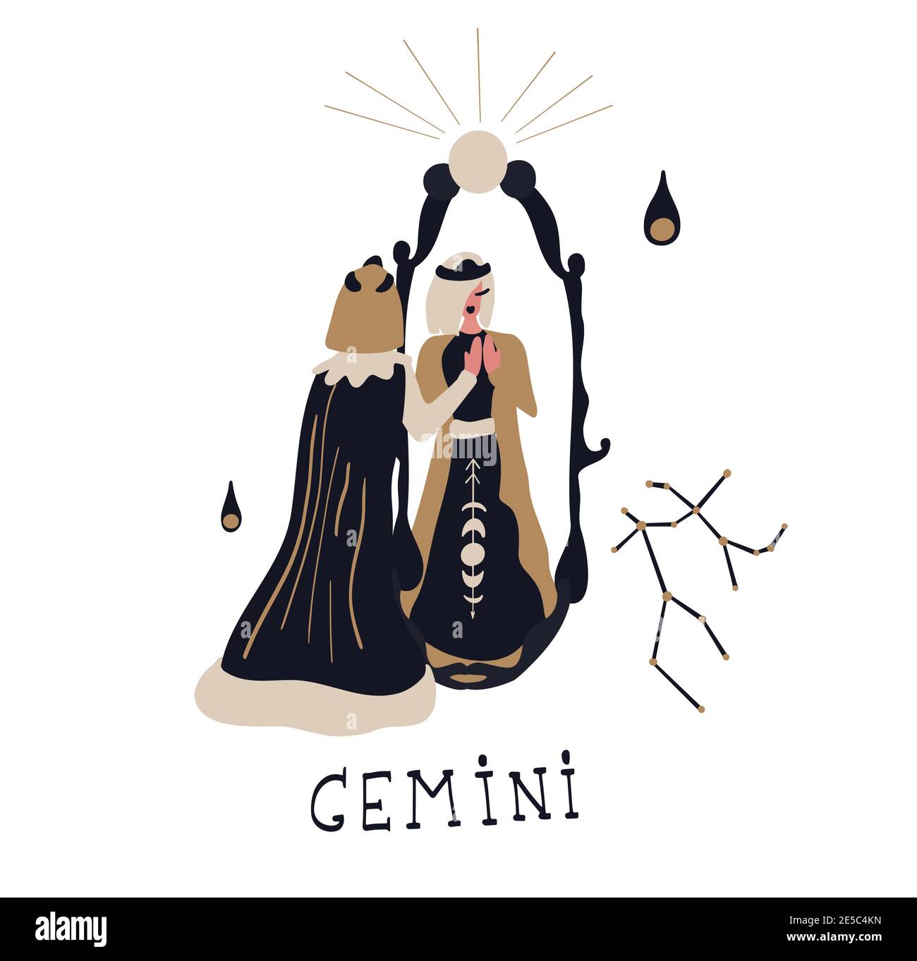 Zodiaco segni Gemini. Illustrazione vettoriale del simbolo zodiaco. Illustrazione Vettoriale