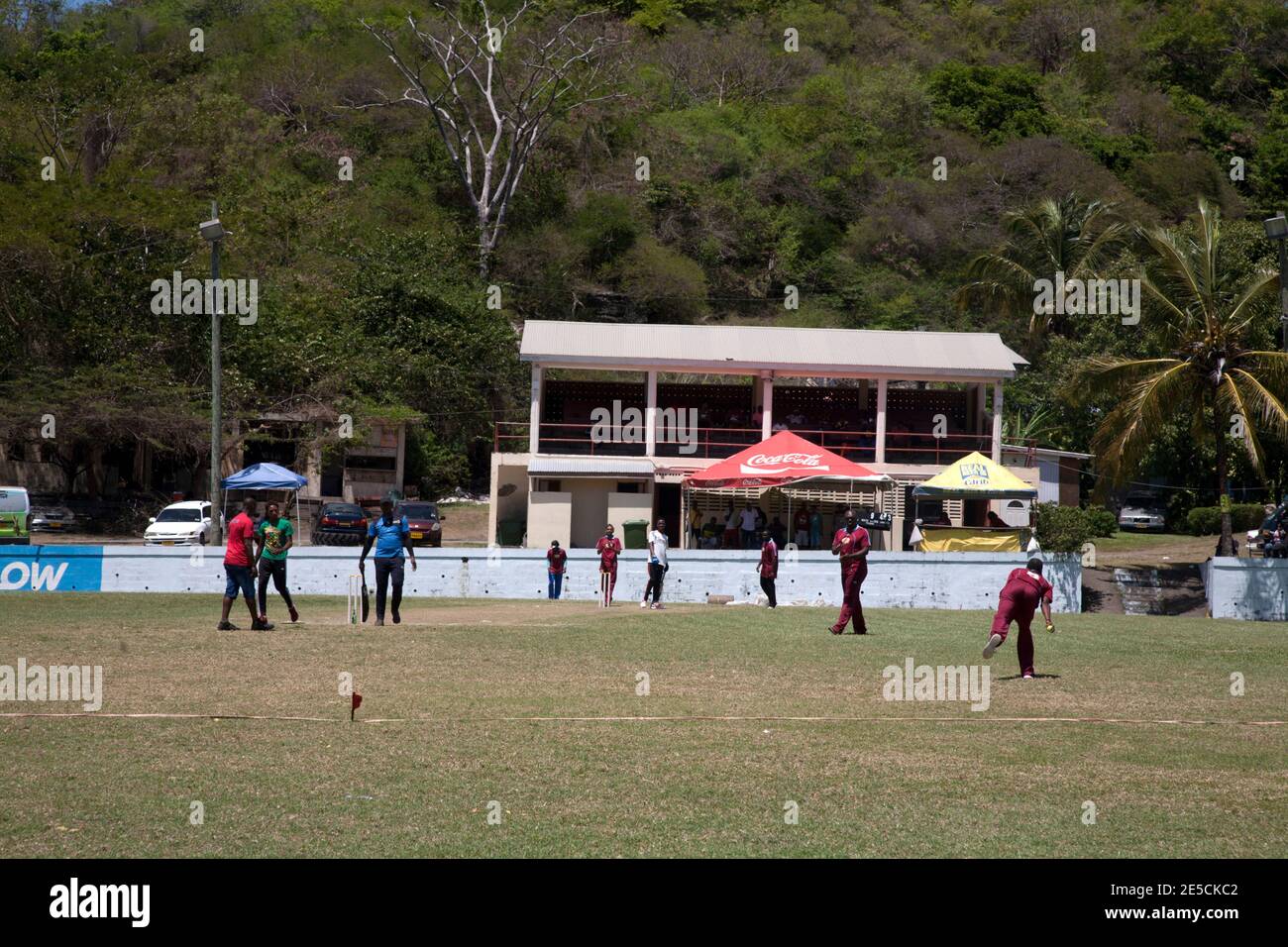 domenica gioco di cricket woburn sud grenada ventosa isole ovest indie Foto Stock
