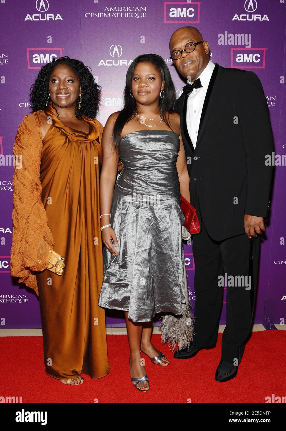 Samuel L. Jackson con la moglie Latanya Richardson e la figlia Zoe Jackson al 23° Annual American Cinematheque Awards, a Los Angeles, CA, USA il 1° dicembre 2008. Foto di Lionel Hahn/ABACAUSA.COM Foto Stock