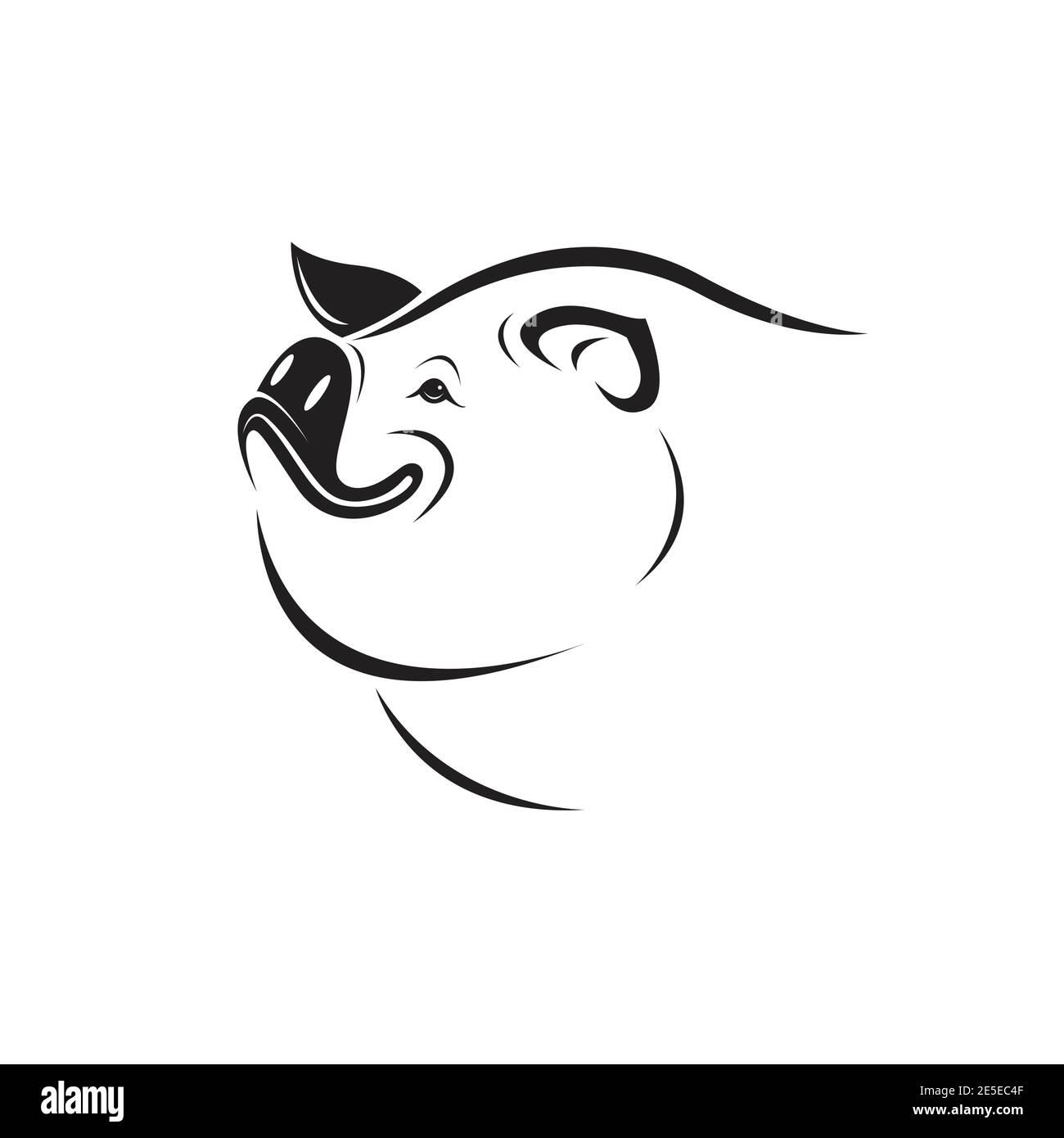 Vettore di un disegno di testa di maiale su sfondo bianco. Animale da fattoria. Illustrazione vettoriale a livelli facilmente modificabile. Illustrazione Vettoriale