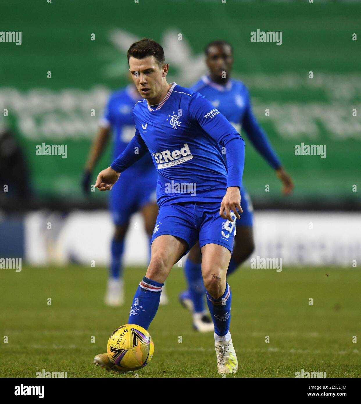 Easter Road Stadium.Edinburgh. Scotland.UK .27th January 21 Scottish Premiership Match. Hibernian vs Rangers Rangers Ryan Jack Credit: eric mcowat/Alamy Live News Foto Stock