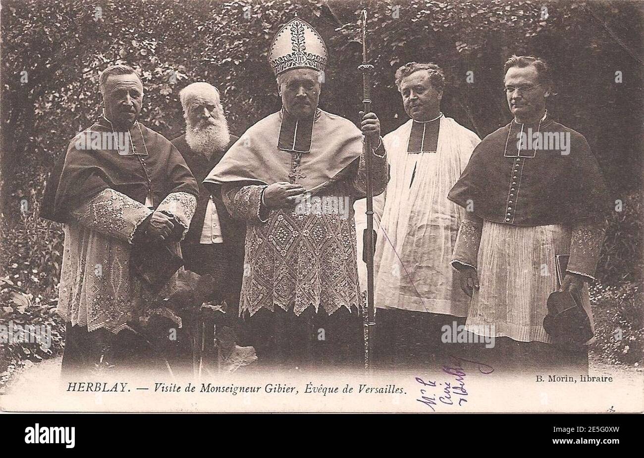 Mons. Gibier en visite à Herblay. Foto Stock