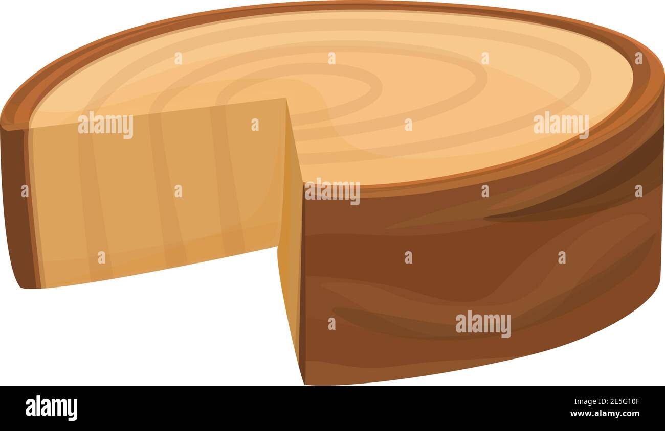 Icona del tronco di mezzo albero tagliato. Cartoon di mezzo tronco d'albero tagliato icona vettore per il web design isolato su sfondo bianco Illustrazione Vettoriale