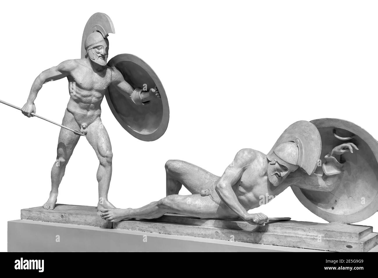 Statua Gladiator isolata su sfondo bianco. Scultura romana di guerrieri. Foto Stock