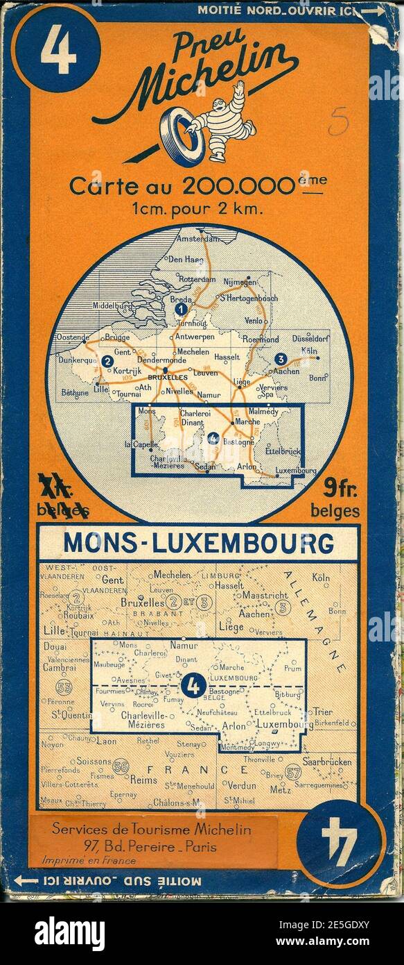 Mappa Michelin n. 4 del 1940. Foto Stock