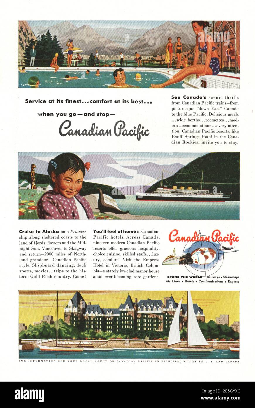 1950 US Advertt Canadian Pacific Trains Foto Stock