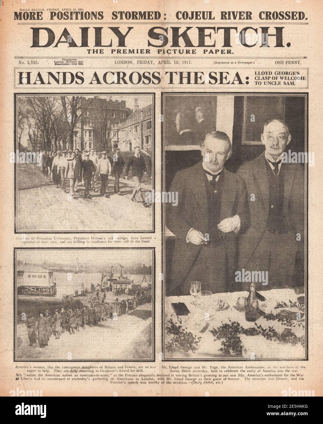 1917 Daily Sketch American si unisce alla guerra Foto Stock