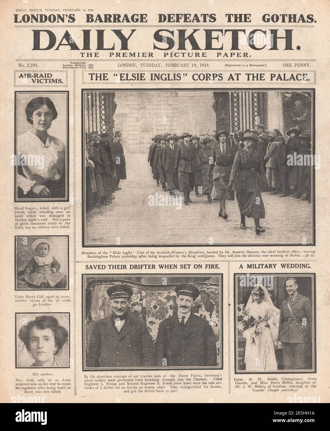 1918 Daily Sketch Elsie Inglis Corps a Buckingham Palace Foto Stock