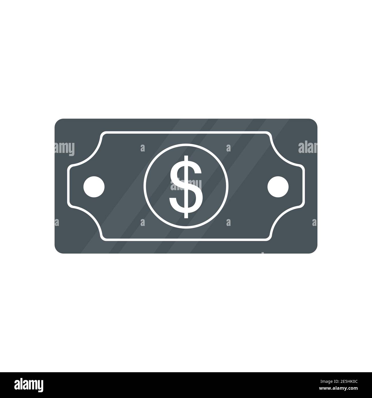 Icona del dollaro in contanti. Simbolo valuta. Silhouette nera in stile piatto. Illustrazione vettoriale isolata su sfondo bianco. Illustrazione Vettoriale