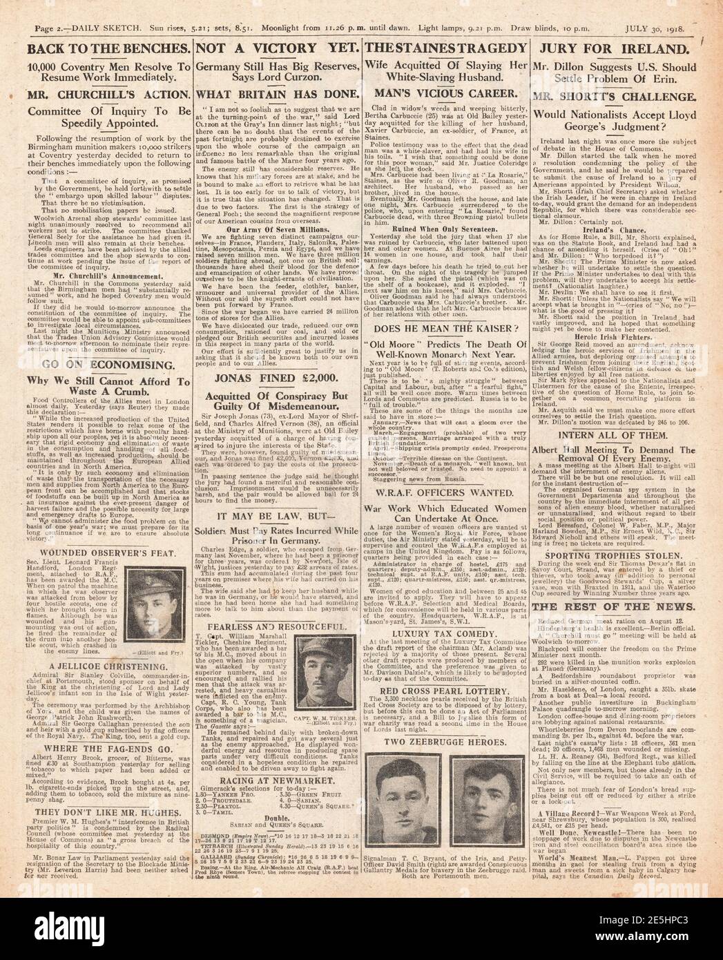 1918 Daily Sketch gli attaccanti delle munizioni tornano al lavoro Foto Stock