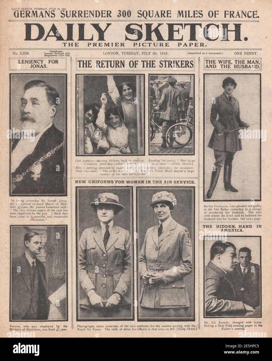 1918 Daily Sketch gli attaccanti delle munizioni tornano al lavoro Foto Stock