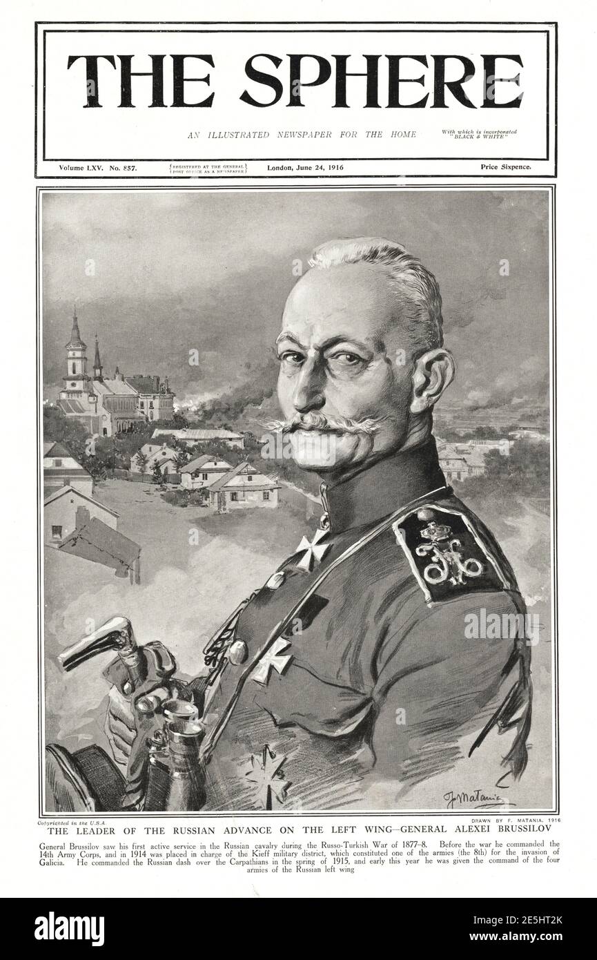 1916 la sfera Generale Russo Aleksei Brusilov Foto Stock