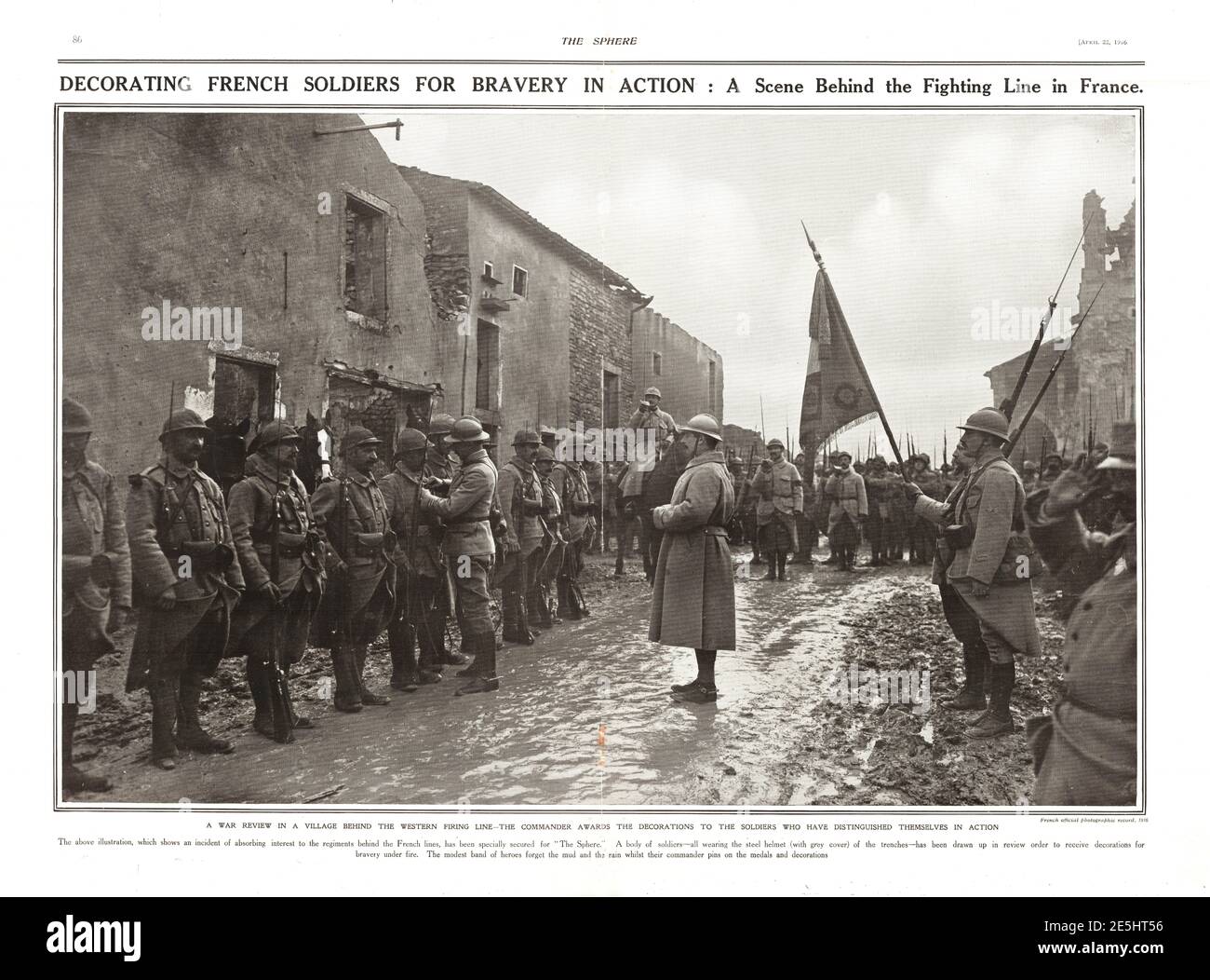 1916 i soldati francesi della sfera che sono decorati Foto Stock