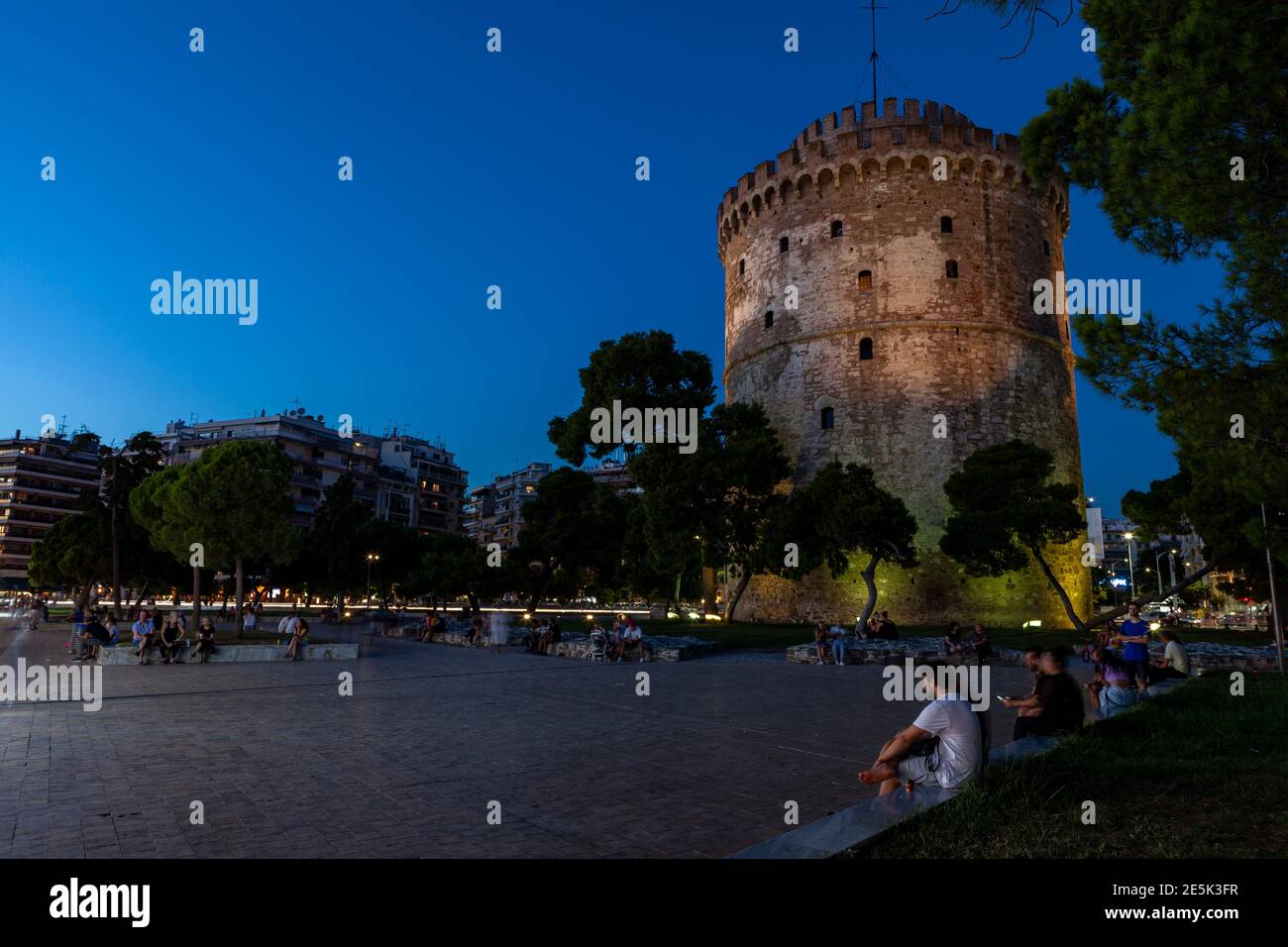 Salonicco o Salonicco; Torre Bianca, un monumento architettonico locale, punto di riferimento della città Foto Stock