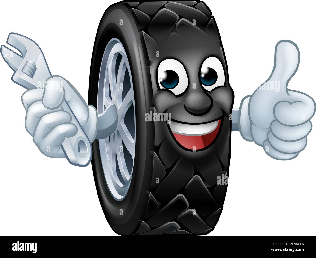 Pneumatico Cartoon Autofficine mascotte di servizio Illustrazione Vettoriale