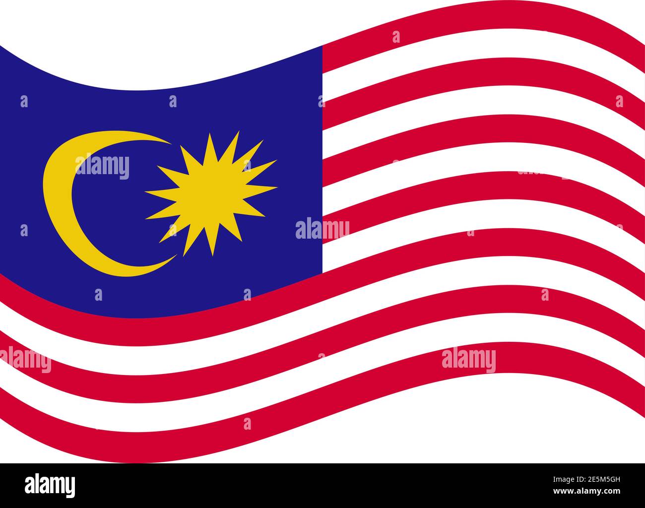 Originale e semplice Malesia bandiera isolato in colori ufficiali e proporzione CorrectlyThe Malaysia è un membro dell'Asean Comunità Economica Illustrazione Vettoriale